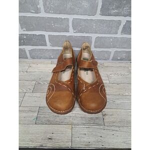 El Naturalista Brown Cuero Swirl Embroidered Mary Jane Womens Shoes Size 9.5